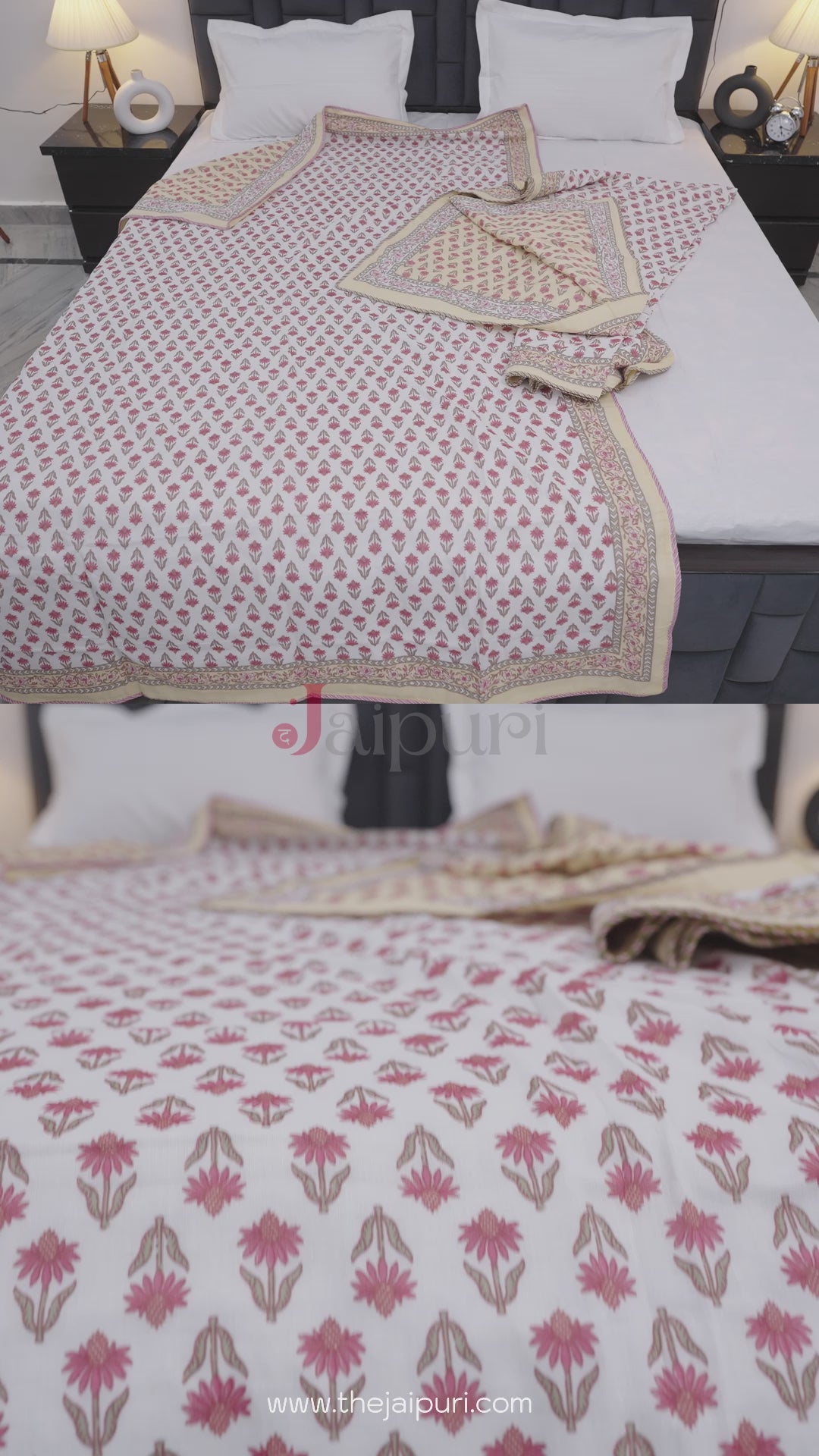 Jaipuri Dohar Blanket (Set of 2) | 100% Mulmul Cotton | Block Print | Single Bed - Pooja