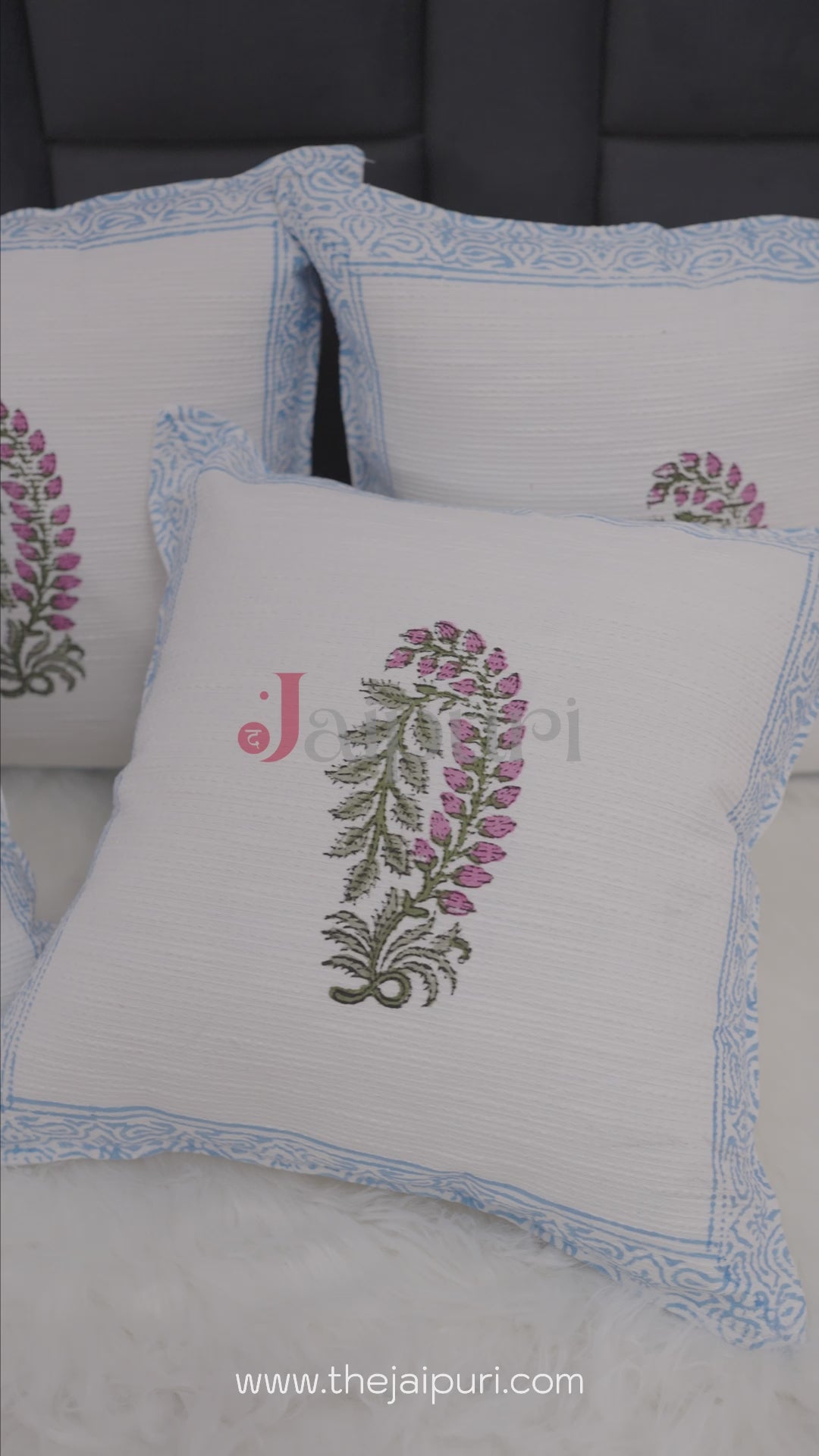 Divya : Hand-Block Printed Jute Cushion Covers