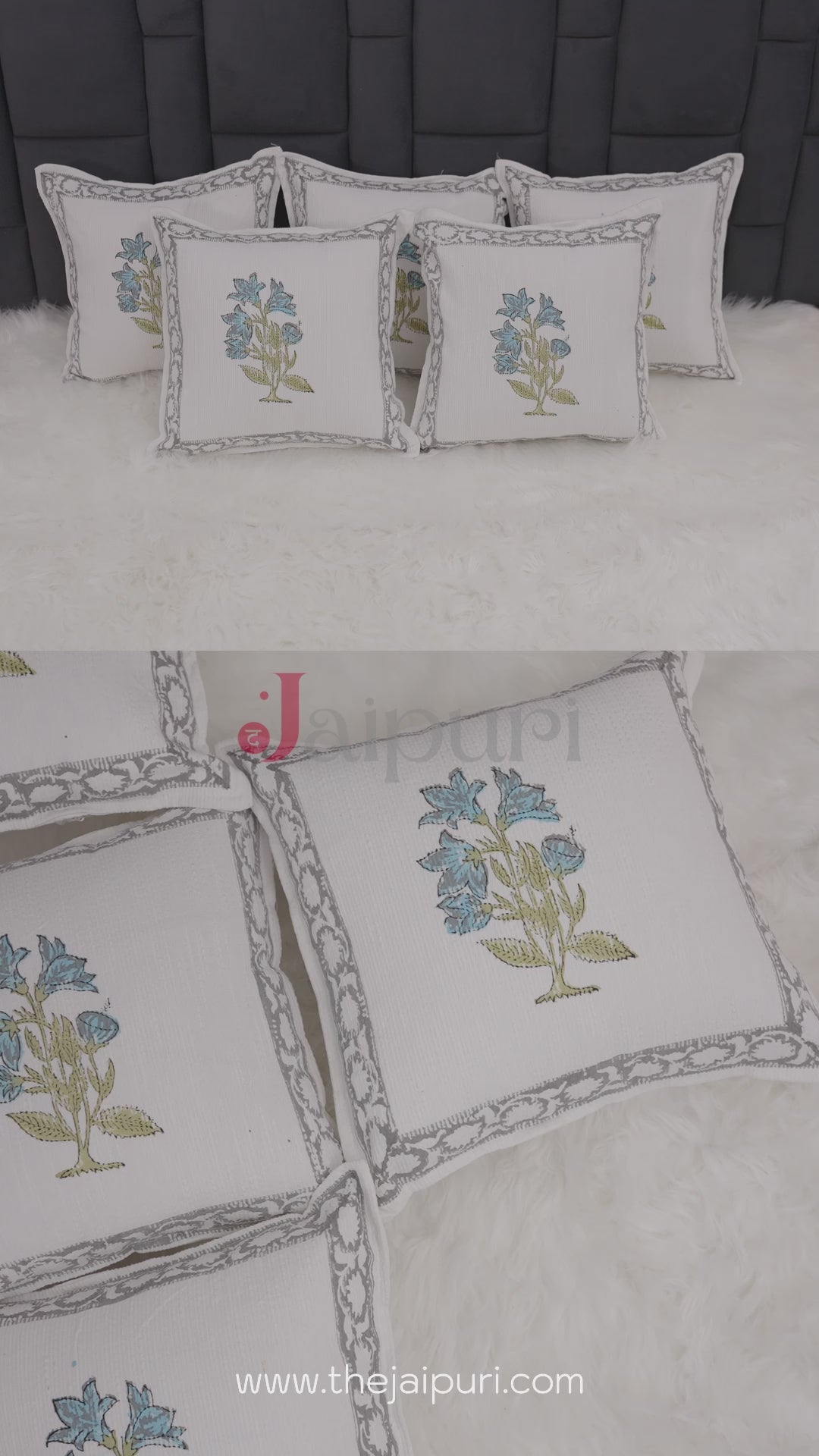 Nushrat : Hand Block Printed Jute Cushion Covers