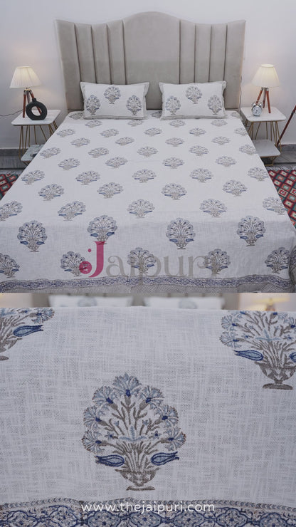 Premium Block Print Jute Cotton Bedcover | Juhi