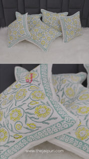 Floral Fantasy Dream: Hand Block Printed Jute Cushion Covers