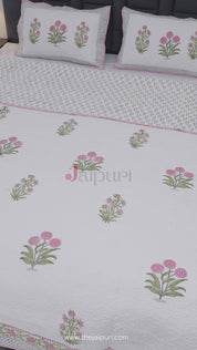 Hand Block Print Cotton Bedcover | Harmony of Flowers