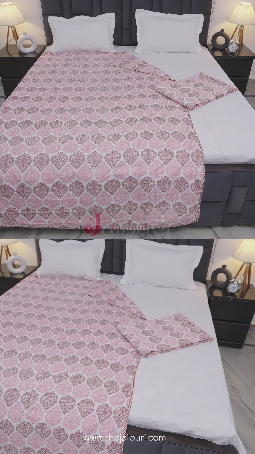 Jaipuri Dohar Blanket (Set of 2) | 100% Mulmul Cotton | Block Print | Single Bed - Madhuri