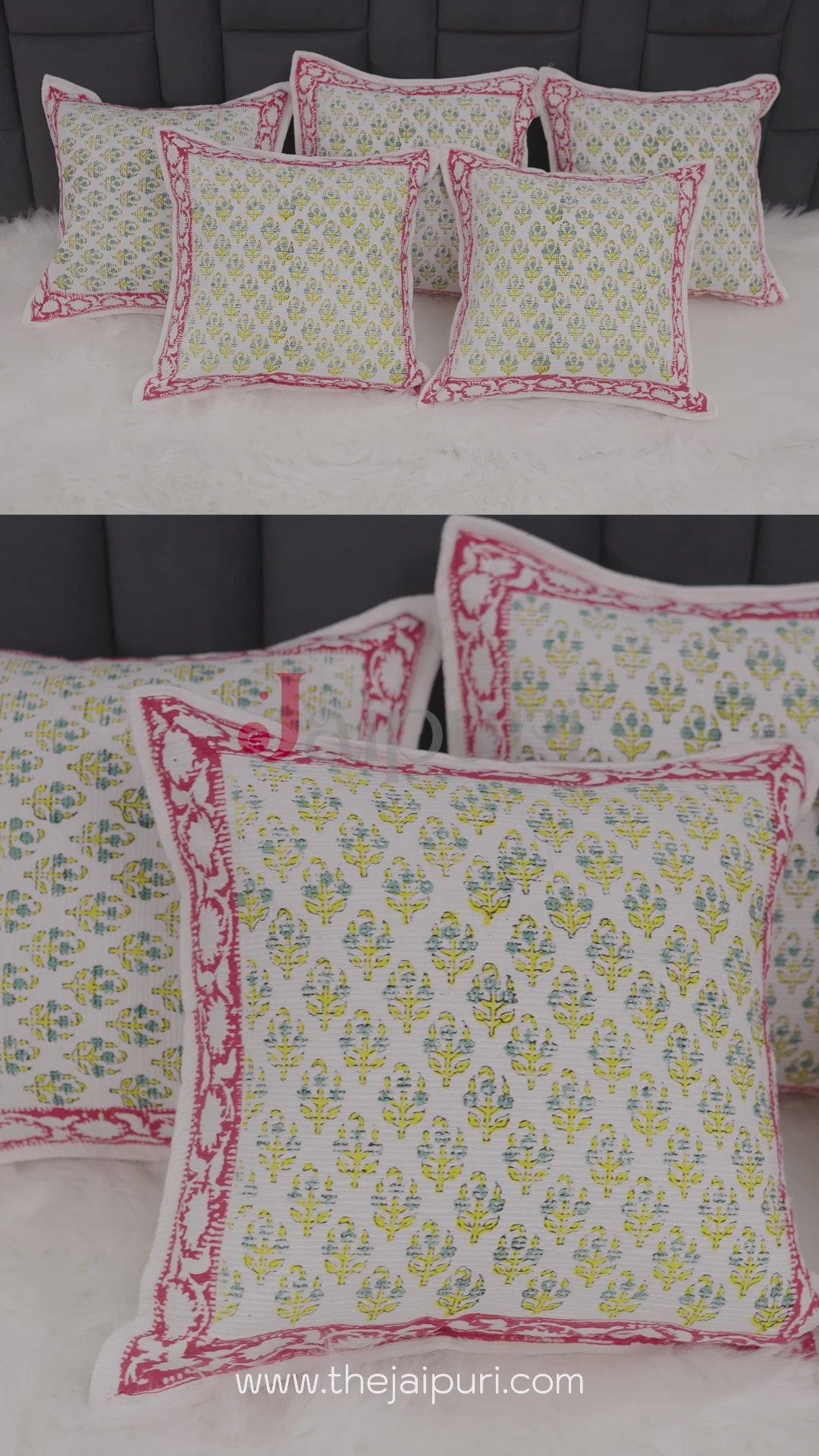 Prachi : Hand Block Printed Jute Cushion Covers