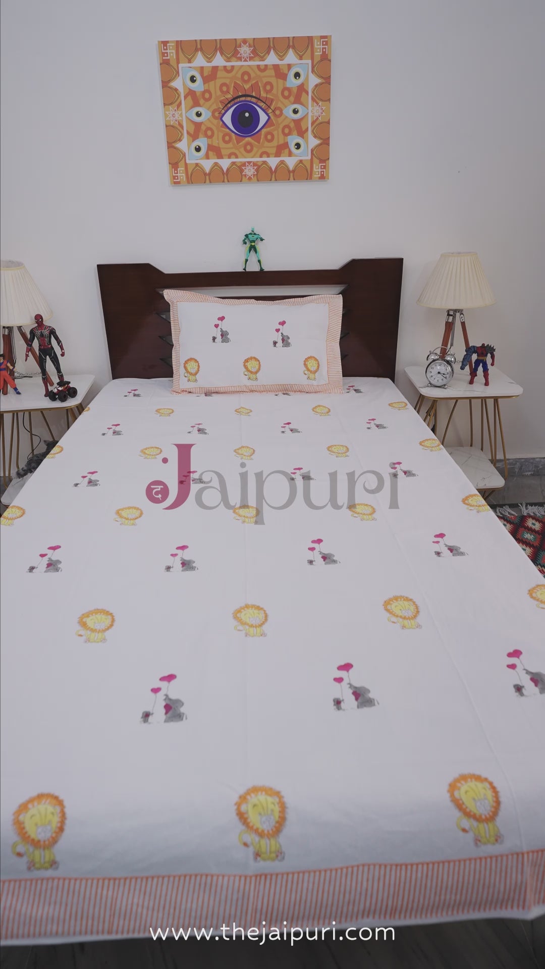 100% Pure Cotton Kid's Bed Sheet | Forest Wildlife Bed Set