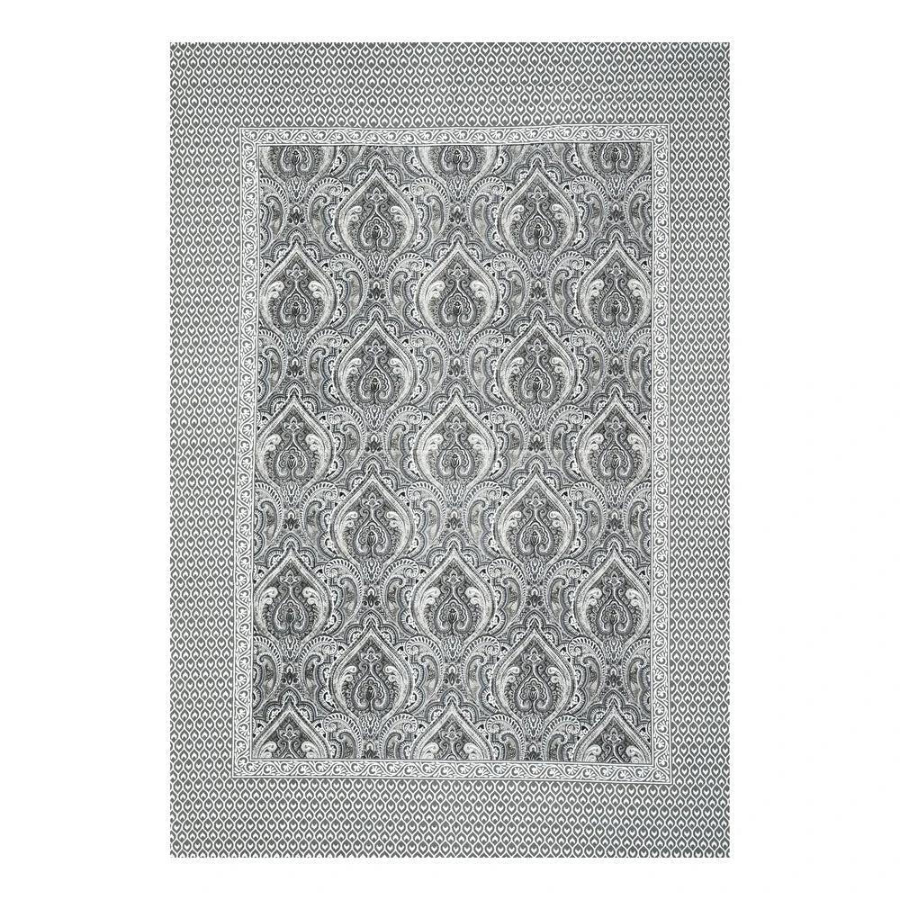 Jaipuri Cotton Single Bedsheet Set – Black & White Paisley Print (70X100 inches)