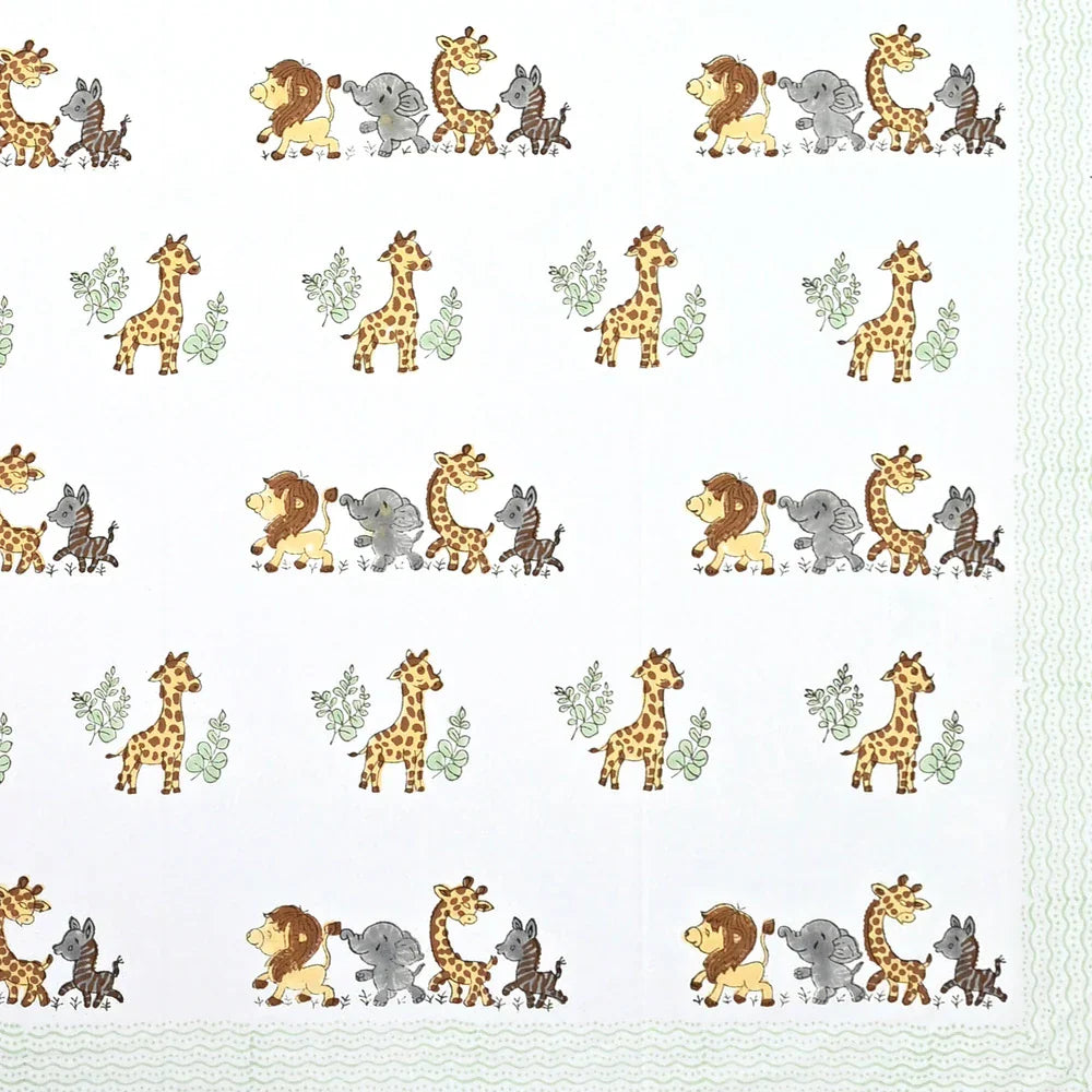 Jungle Safari Block Printed Kids Cotton Bedsheet - Single Bed Size (60X90 Inches)