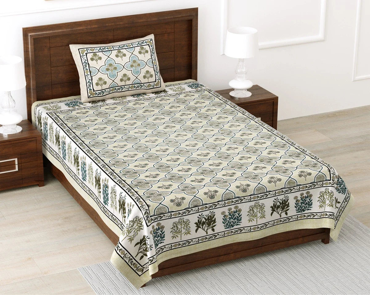 100% Pure Cotton | Single Bed | Bed Sheet - Saanvi