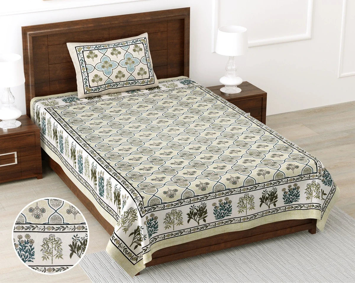 100% Pure Cotton | Single Bed | Bed Sheet - Saanvi