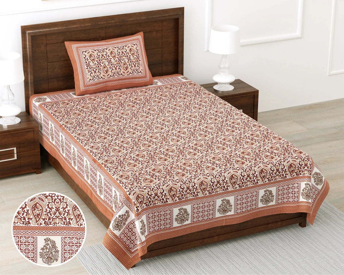 100% Pure Cotton | Single Bed | Bed Sheet - Nandini